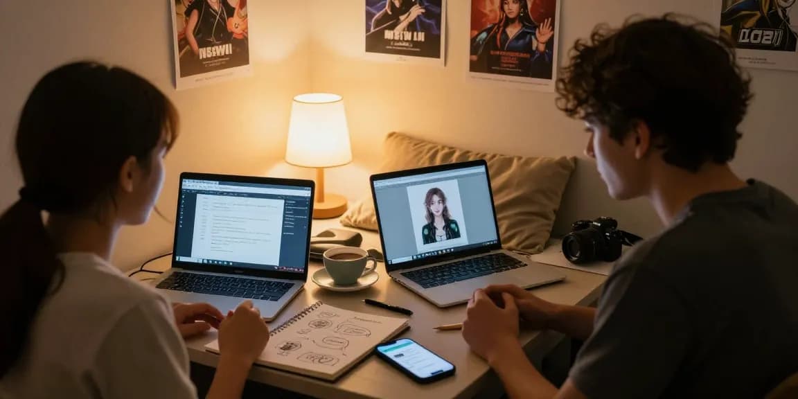 Engaging conversation on character ai nsfw exploring CrushOn.AI features in a cozy bedroom.