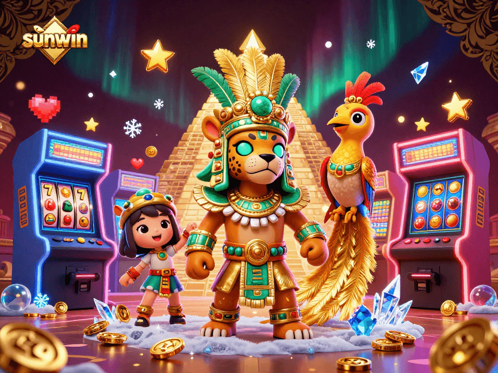 Spin and win big with sunwin in this vibrant 3D casino illustration packed with excitement!