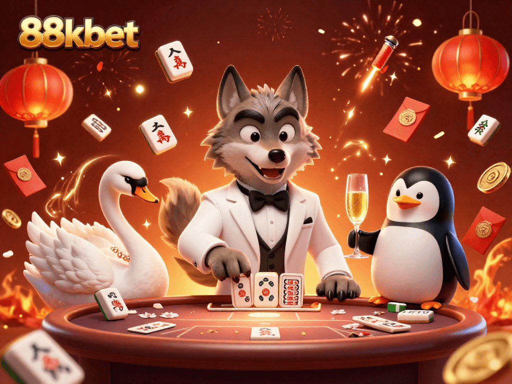 Engage in winning strategies at 88kbet with a colorful 3D card game scene featuring animated characters.