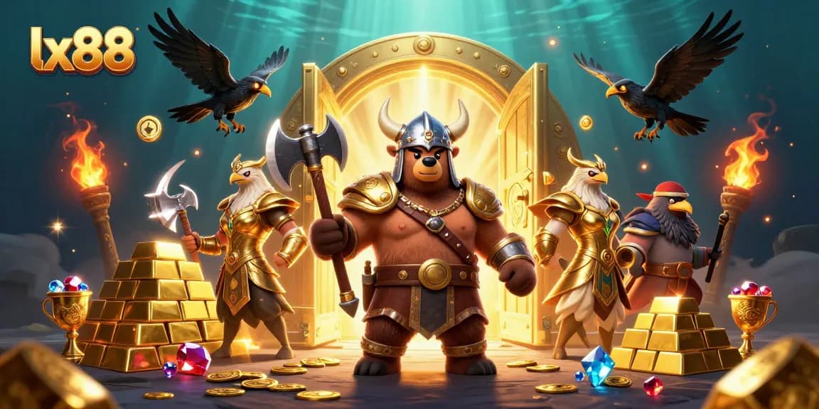 Play thrilling games at lx88 with Viking bear and Valkyrie eagle amidst treasures and adventures