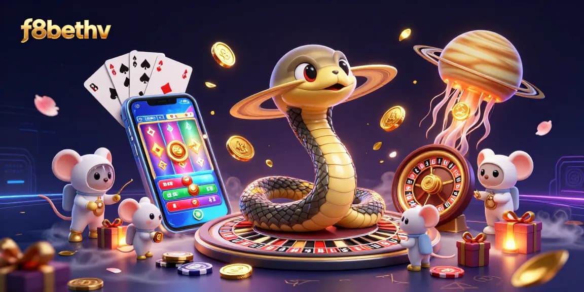 Bet on cosmic games with f8bethv in a vibrant 3D casino universe featuring slot games and roulette.