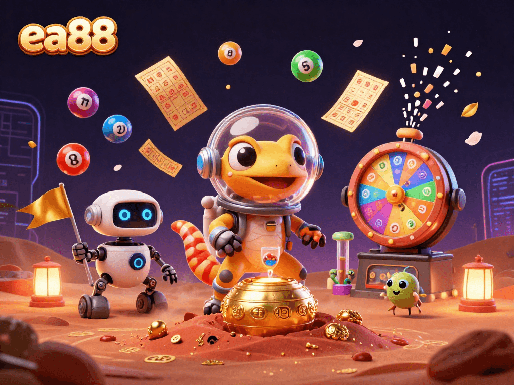 Experience the exciting gameplay of ea88 as the Martian gecko discovers a hidden golden casino on Mars!