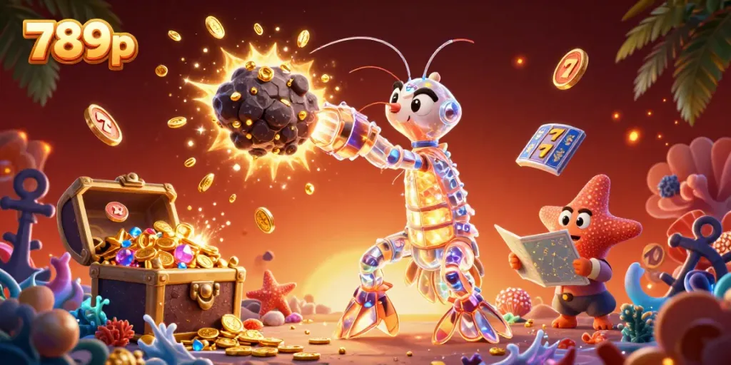 Engaging action scene featuring 789p casino theme with vibrant exploding gems