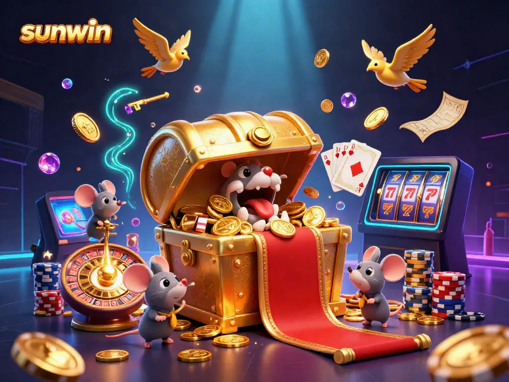 Join the excitement of Sunwin with golden treasures, vibrant gaming elements, and action-packed casino fun!