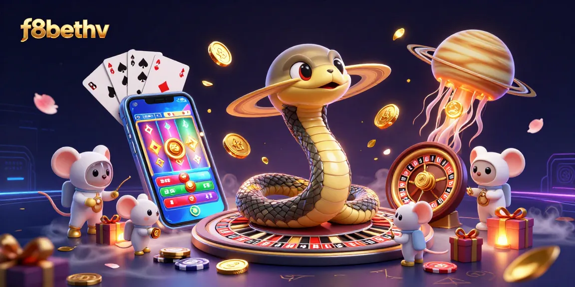 Bet on cosmic games with f8bethv in a vibrant 3D casino universe featuring slot games and roulette.