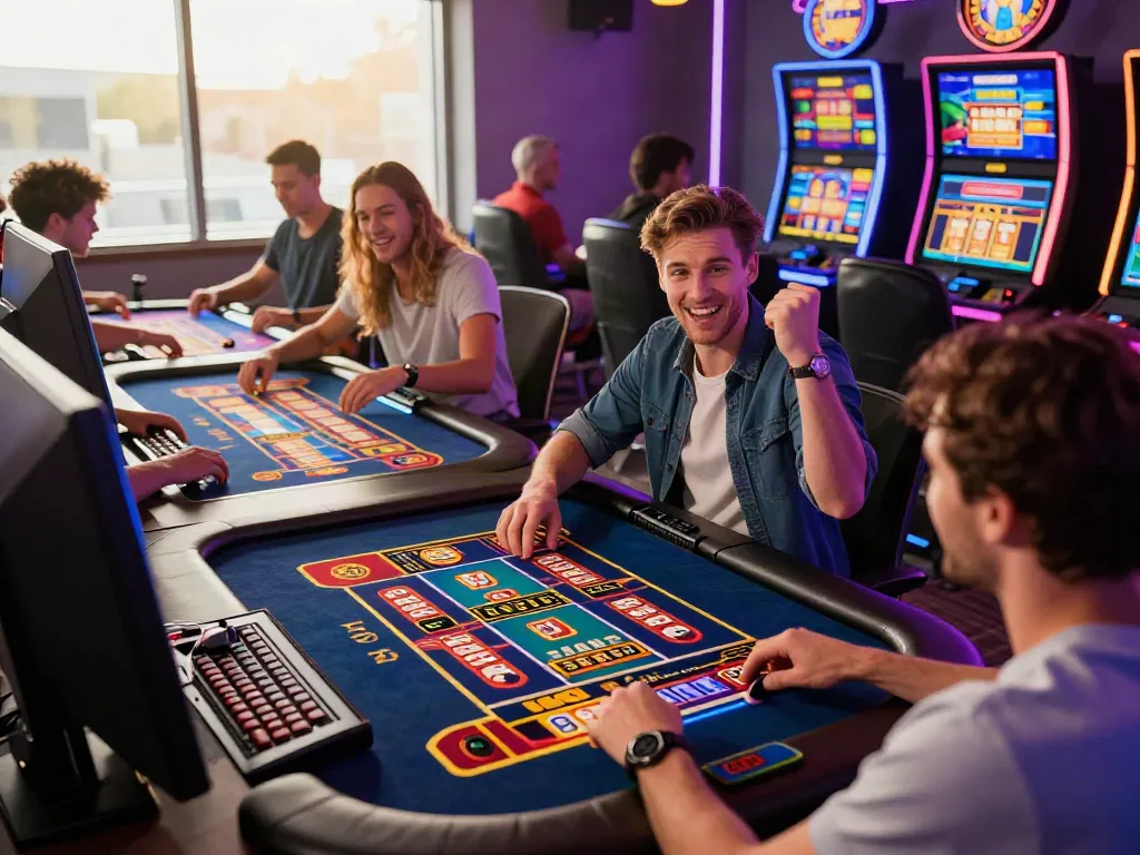Engaged players enjoying a vibrant gaming experience at https://hitclub3.io/ with exciting casino games on screen.