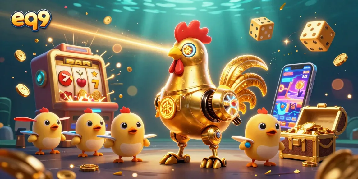 Experience thrilling casino action with eq9 as a golden rooster robot leads the action.