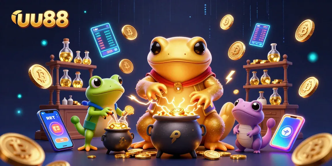 Engage with the dynamic gaming experience at uu88 featuring a golden salamander alchemist and crypto elements.
