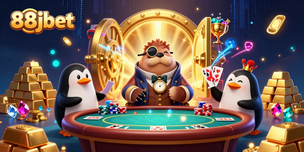 Experience thrilling poker action with the 88jbet jolly walrus, penguin dealer, and bluffing pufferfish.