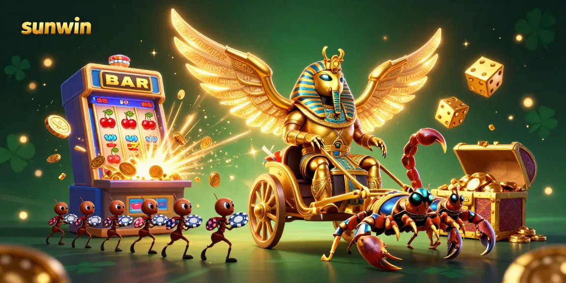Experience thrilling gameplay at sunwin with a vibrant 3D illustration of casino excitement.