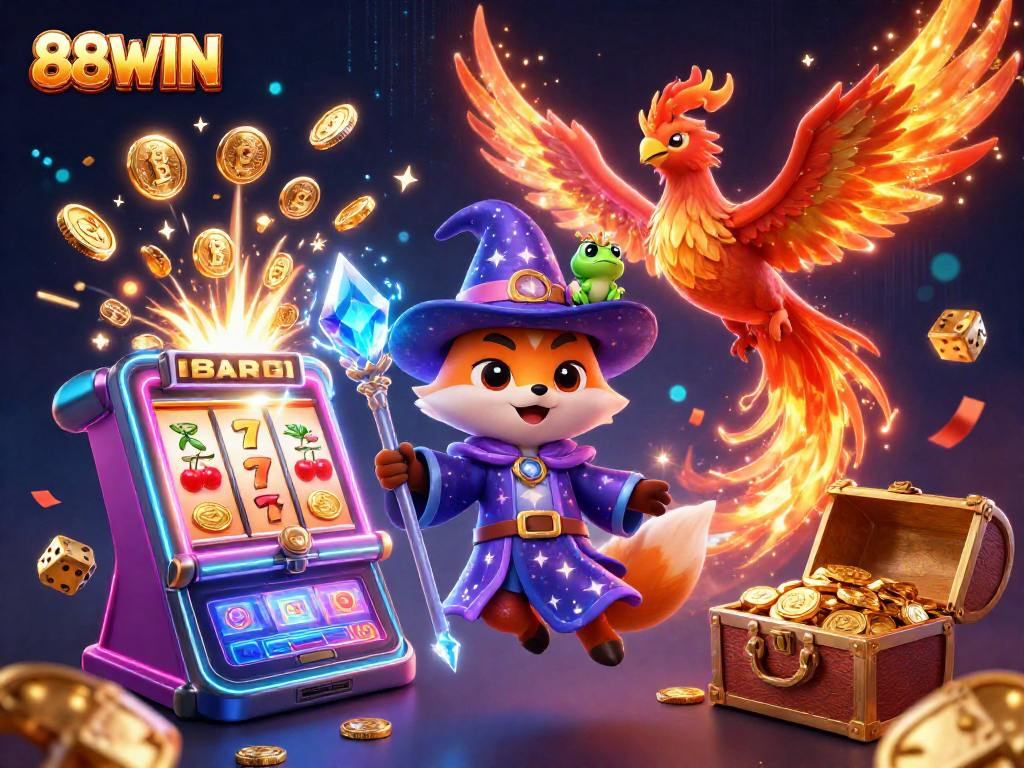 Experience exhilarating gameplay with 88WIN’s enchanting 3D casino illustration featuring immersive characters and rich elements.