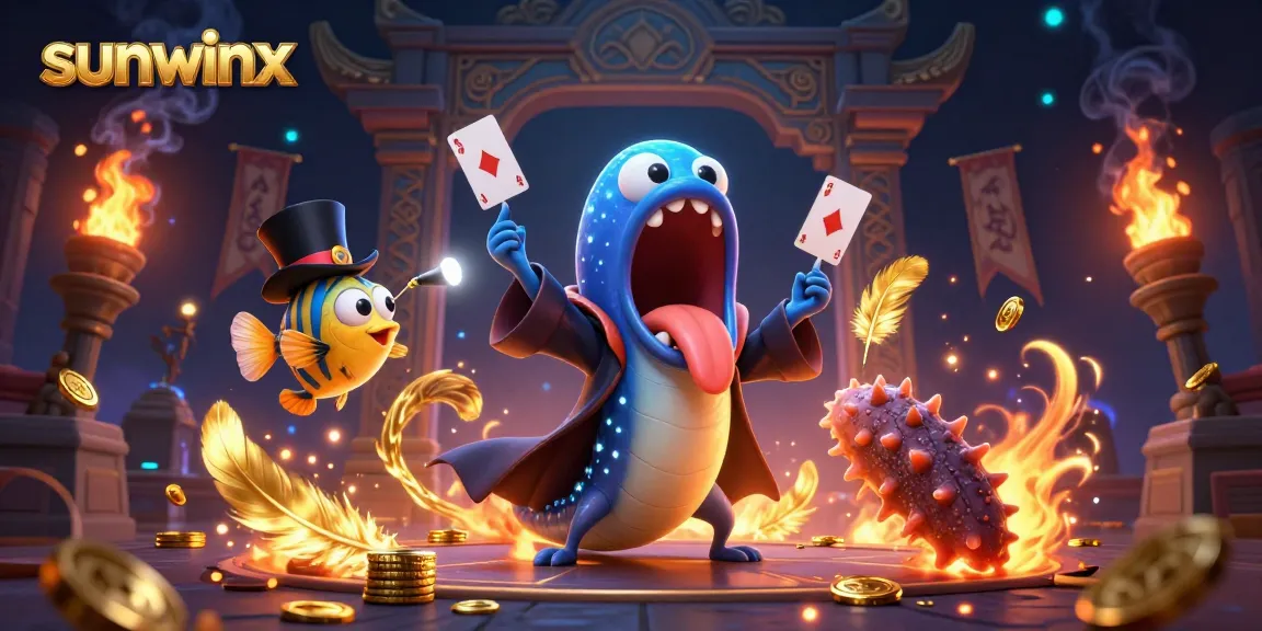 Engage in thrilling sunwinx games with a bioluminescent eel magician and casino elements.