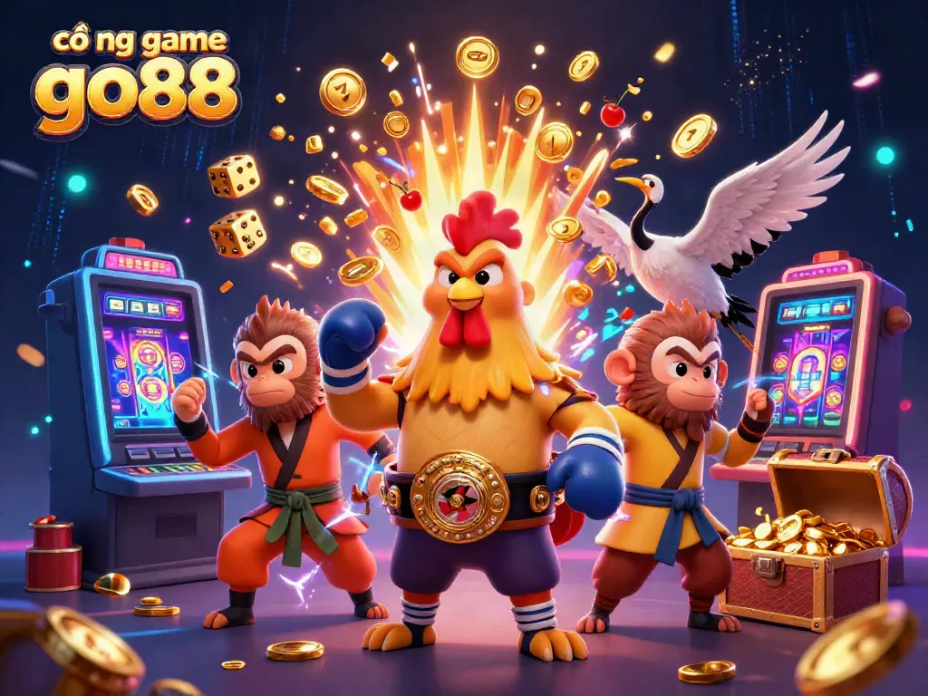 Experience the lively atmosphere of cổng game go88 with vibrant characters and casino elements.