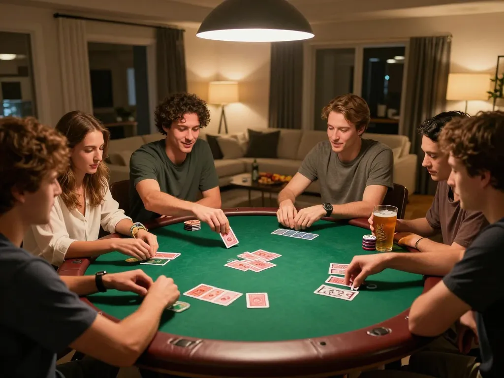 Gamedoithuong88 enthusiasts enjoying an exciting poker night at home