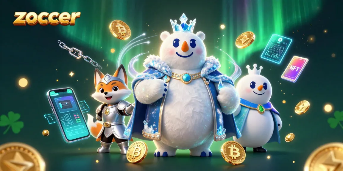 Experience zoccer's thrilling casino action with characters and vibrant crypto elements in a rich 3D scene.