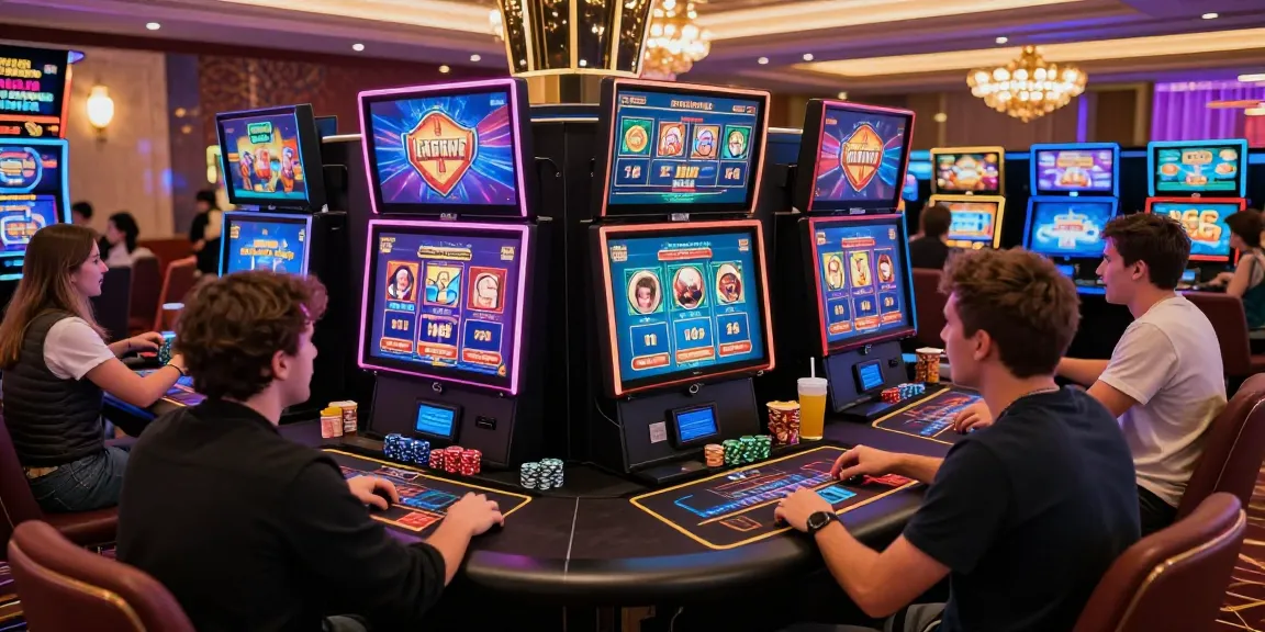 Excited players enjoying iwin's vibrant online casino atmosphere, featuring interactive games and colorful graphics.