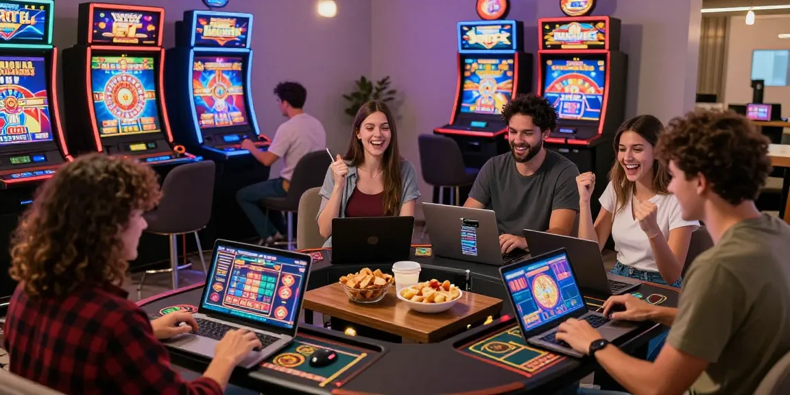 Engaged friends having fun exploring games at Jackpot City Paraguay online casino.