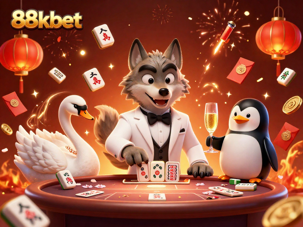 Engage in winning strategies at 88kbet with a colorful 3D card game scene featuring animated characters.