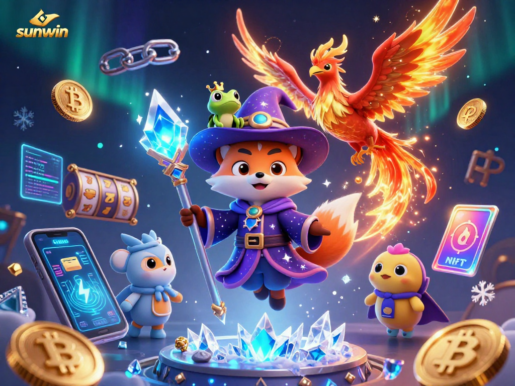 Win big with sunwin as mystical characters inspire your gaming journey in this vibrant casino art.