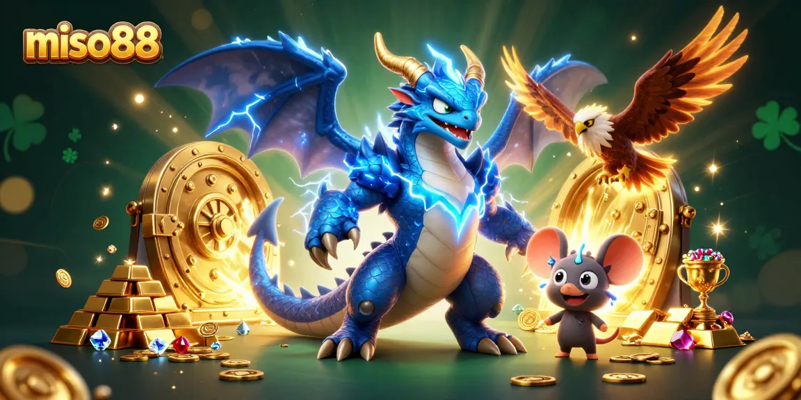 Engage in thrilling gameplay at miso88 with vibrant illustration of electrifying casino and gaming elements.