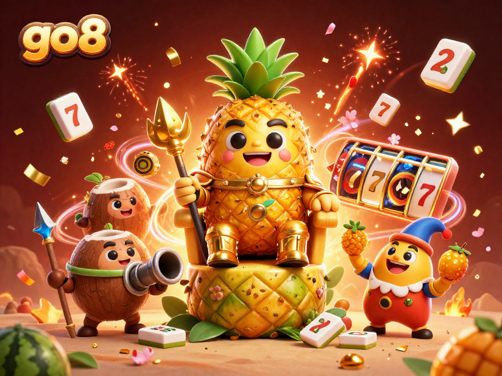 Engage in vibrant gameplay at go8 with a golden pineapple king and beach casino fun.