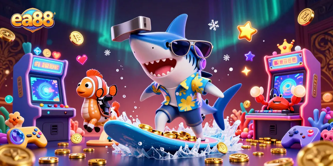 Engage with ea88's thrilling gaming experience through colorful characters in a vivid 3D casino scene.