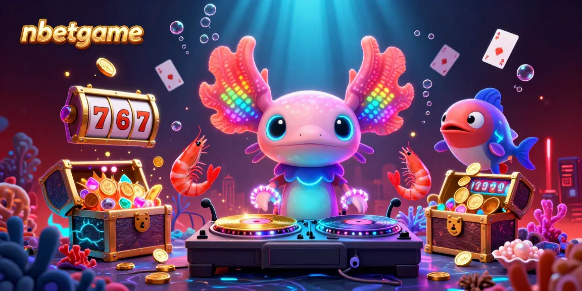 nbetgame showcases thrilling slot action with neon characters and underwater treasures in vibrant illustration.