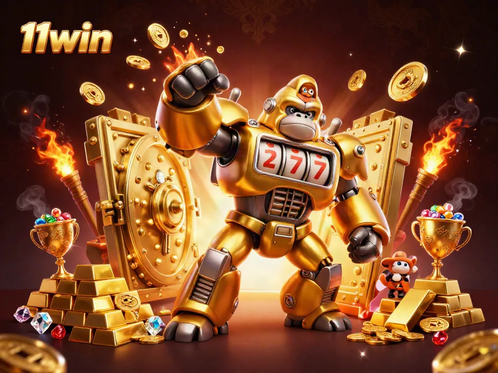 Engage with 11win's thrilling gaming world featuring vibrant 3D characters and casino visuals.