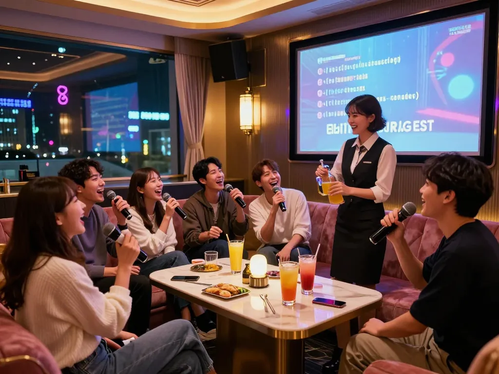 활기찬 분위기에서 친구들과 함께 고급 노래방을 즐기는 https://www.3no.org/의 생동감 넘치는 밤문화 경험.