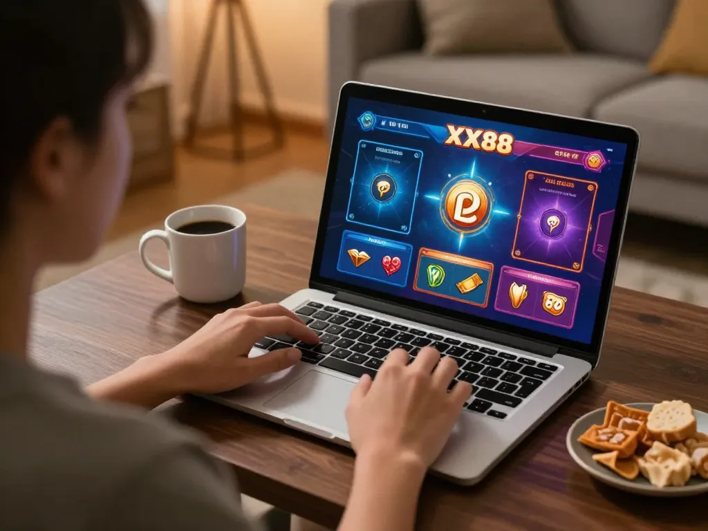 Engaging online gaming experience at XX88 with colorful interfaces and warm ambiance.