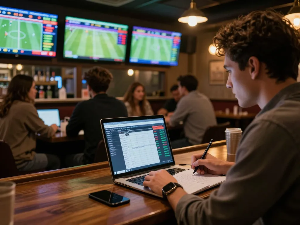 Engaging in sports betting strategies with Keo nha cai 5 on multiple screens during an energetic game night.