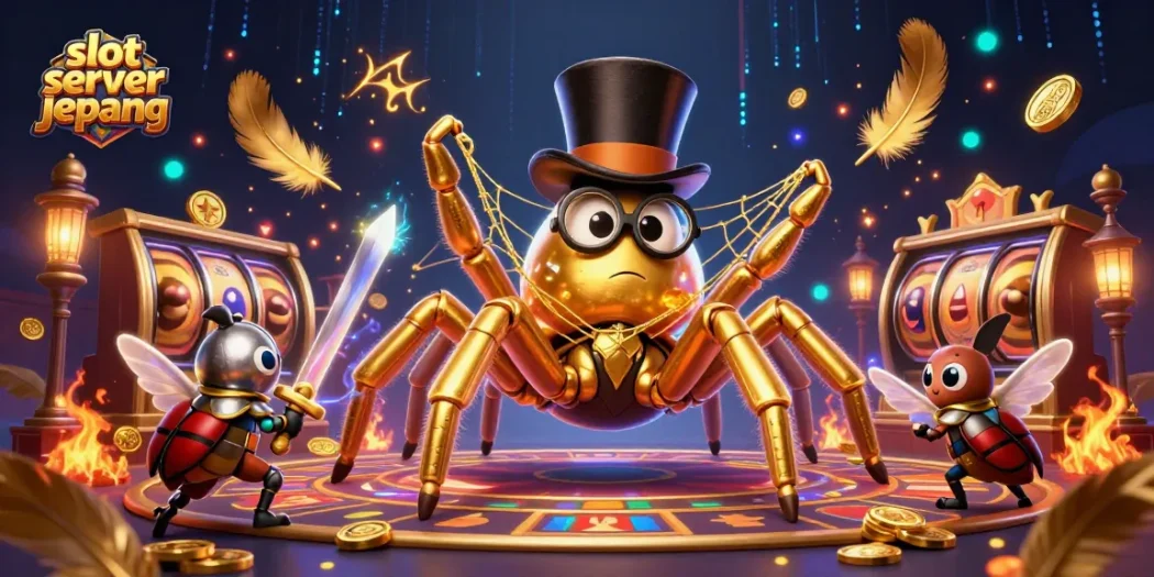 Spin the exciting slot server jepang with thrilling characters and magical elements in a dynamic casino scene.